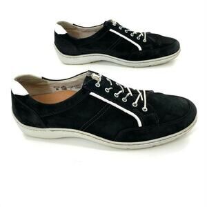 Waldlaufer‎ Jasmine Henni Suede Sneakers Walking Shoes Black White Trim 8.5